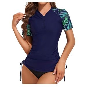 Holipick Women 2 Piece Rash Guard Short Sleeve Swim Shirt with Bottom UPF50
